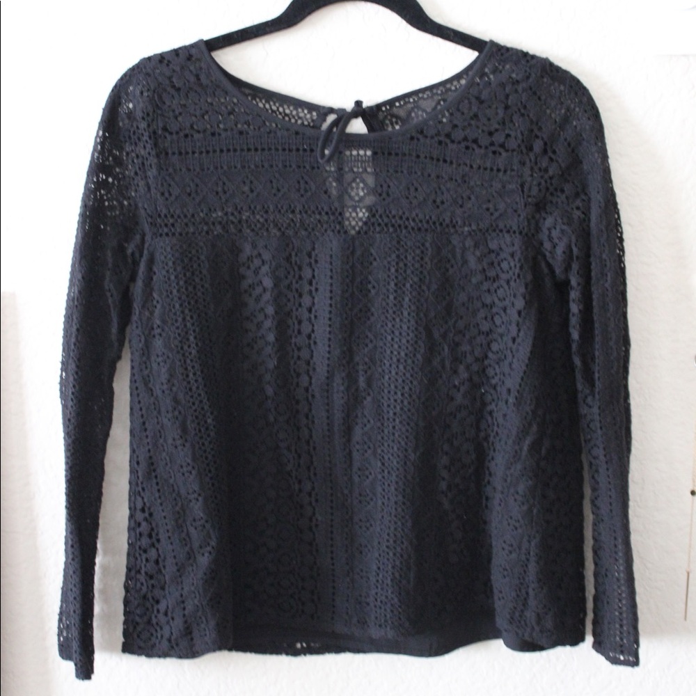 Black Lace Long Sleeve Blouse